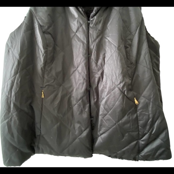 Faux Fur Vest 2X Full Zip Quilted Warm Plus Black - Picture 4 of 14